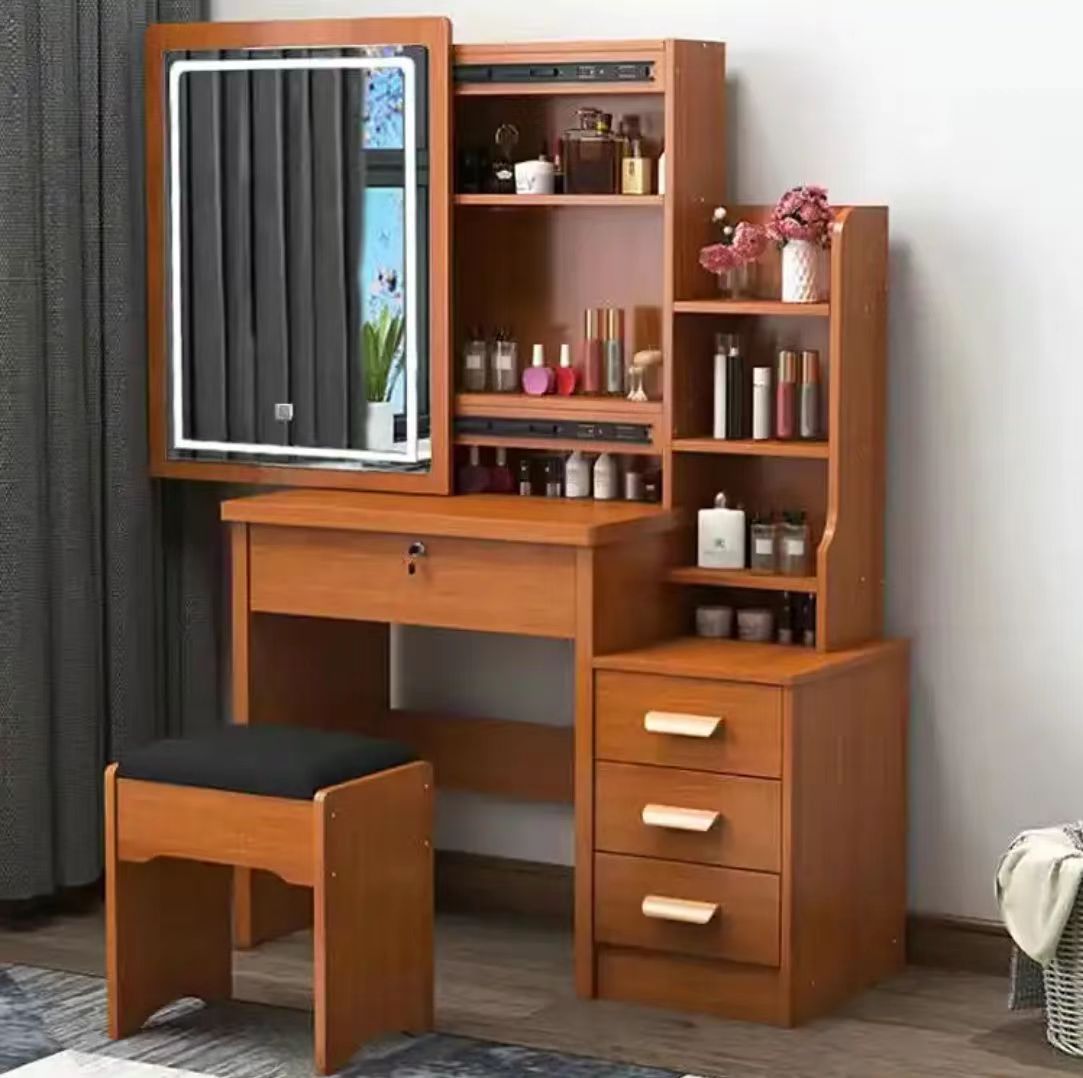 Modern Dressing Table with Mirror and Stool
