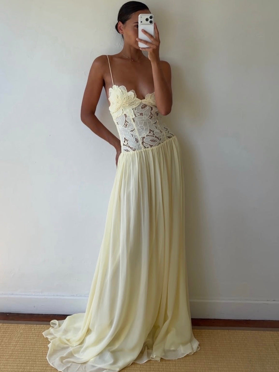 Embroidered Chiffon Maxi Dress
