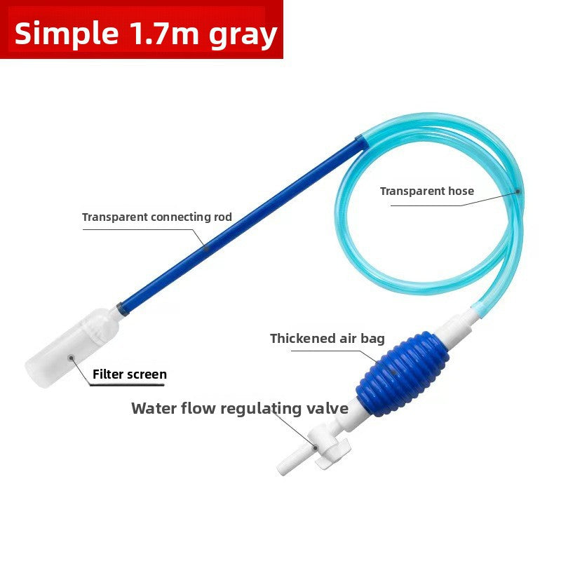 Multi-Function Aquarium Siphon Water Changer & Gravel Cleaner - Manual Fish Tank Sand Washer Vacuum Kit with Duckbill Attachment (1.5m - 3m)