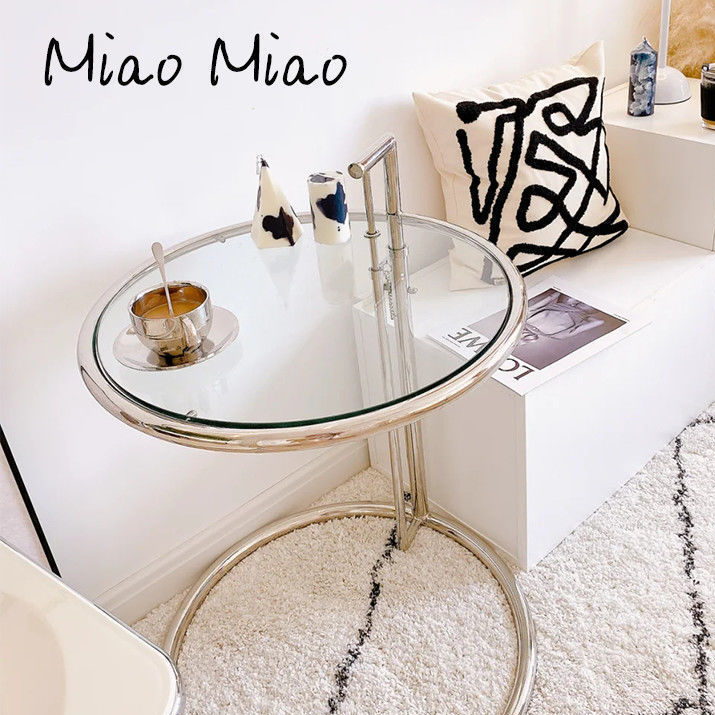 Stainless steel glass-edged liftable coffee table