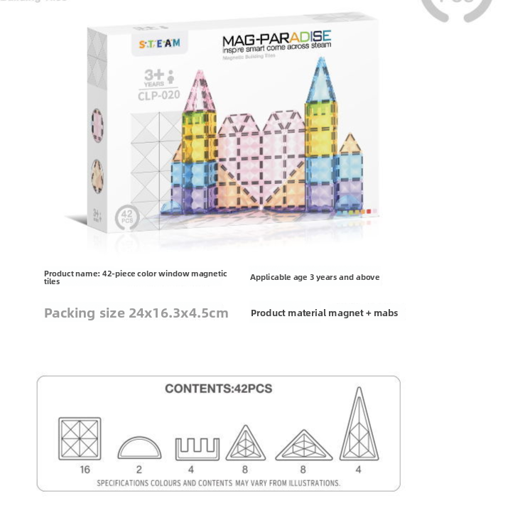Diamond Surface Magnetic Tiles Stem  Building Block set Translucent Geometric 3D kits