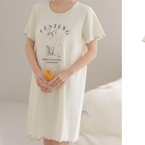 Women Cotton Sleep Nightgown Home Dress