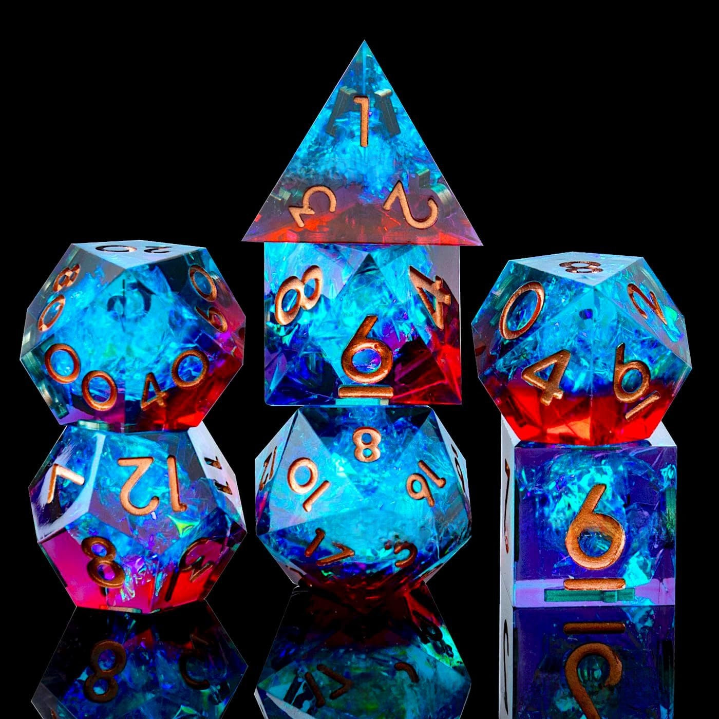 Epoxy Resin Polyhedral Dice Set for Tabletop RPG Games