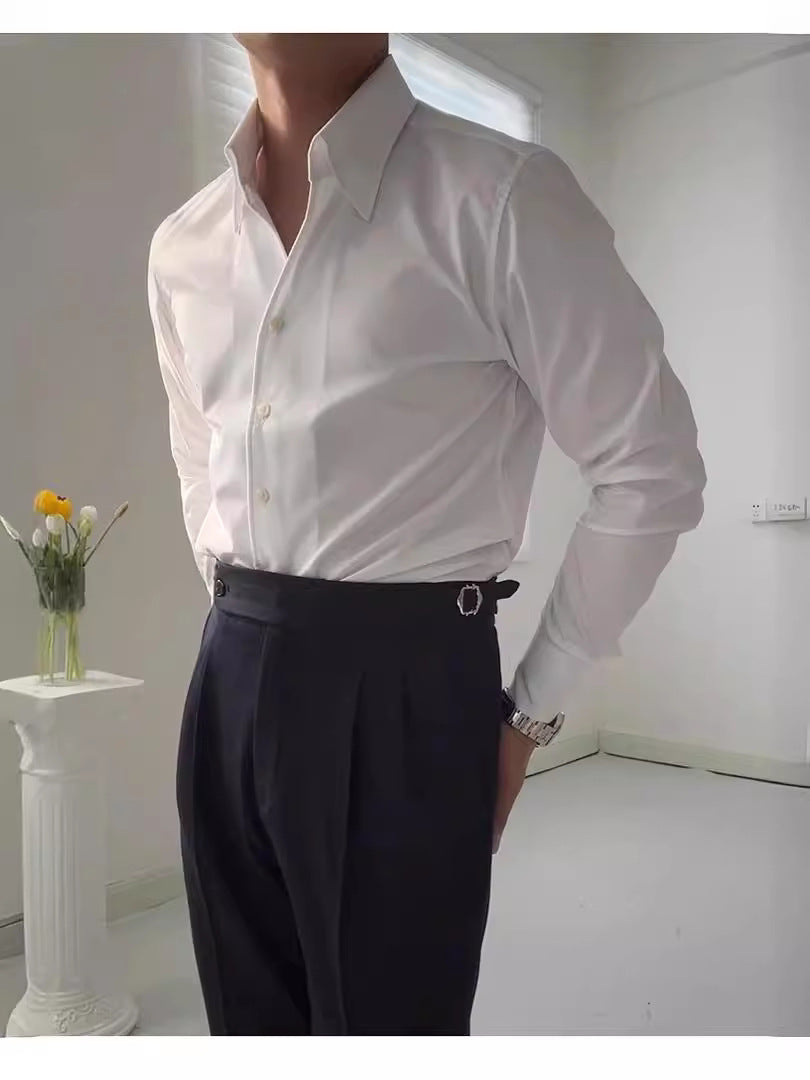 Italian One-Collar Shirt, Casual Business Bamboo Fiber Non-Iron Shirt