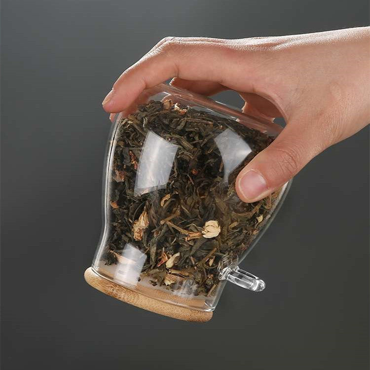 Glass Sealed Storage Jar with Spoon for Grains and Tea