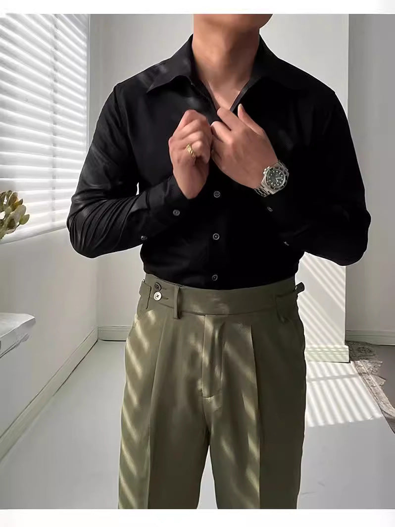 Italian One-Collar Shirt, Casual Business Bamboo Fiber Non-Iron Shirt