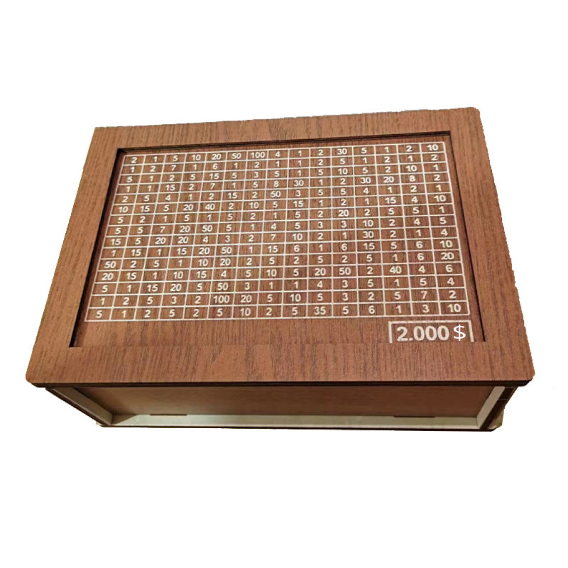 Wooden Money Box with Savings Counter