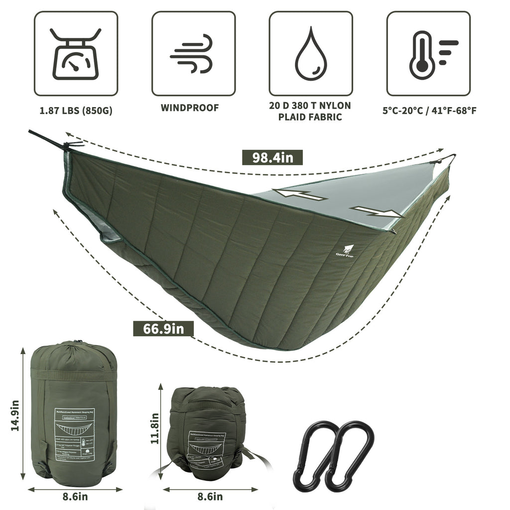 Aero Camp 2-in-1 Hammock Sleeping Bag | Insulated Portable Camping Pod with Mosquito Net