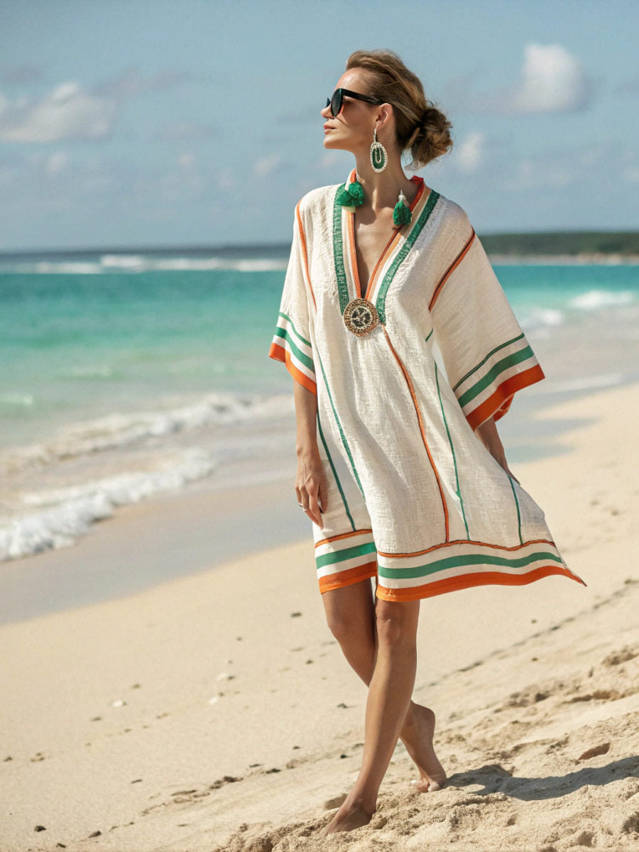Women Printed V-Neck Mid Length Dress