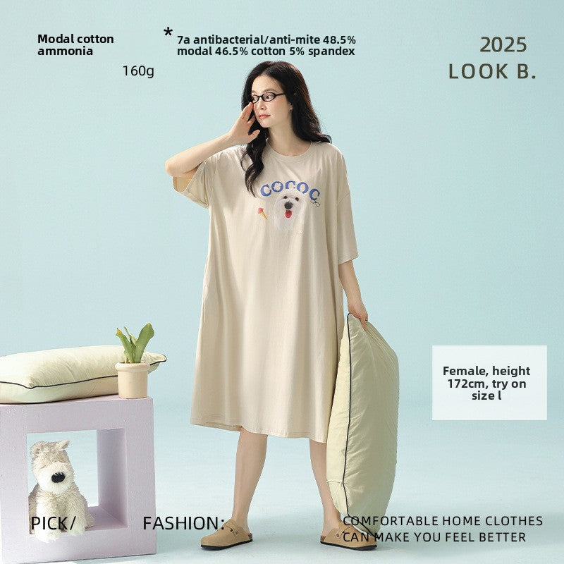 Modal Summer Nightgown Loose Home Dress