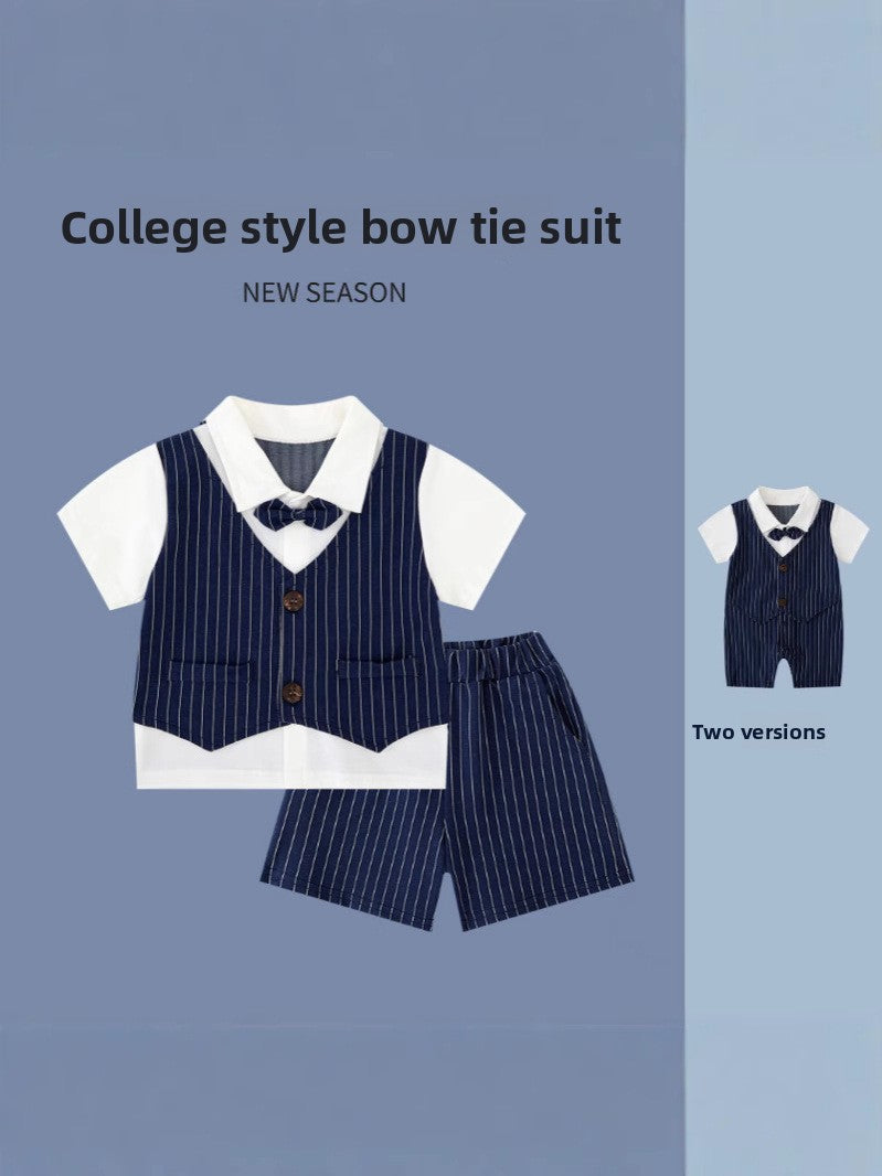 Boys Preppy Style Short Sleeve Suit