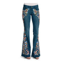 Women's Embroidered Flared Denim Pants