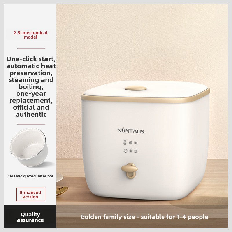 Mini Electric Rice Cooker For 1-2 People | Compact 200W Small Food Steamer & Warmer | Retro Square Multi-Functional Cooker For Apartments & Dorms