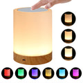 Rechargeable Touch-Control Night Light – Color-Changing LED Lamp with Wood Grain Design