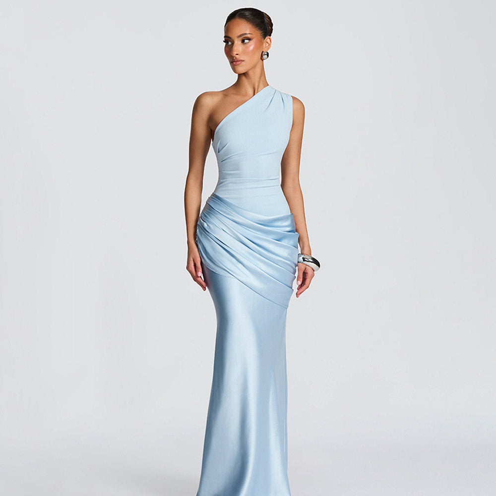 Wrinkled Satin Bodycon Long Skirt