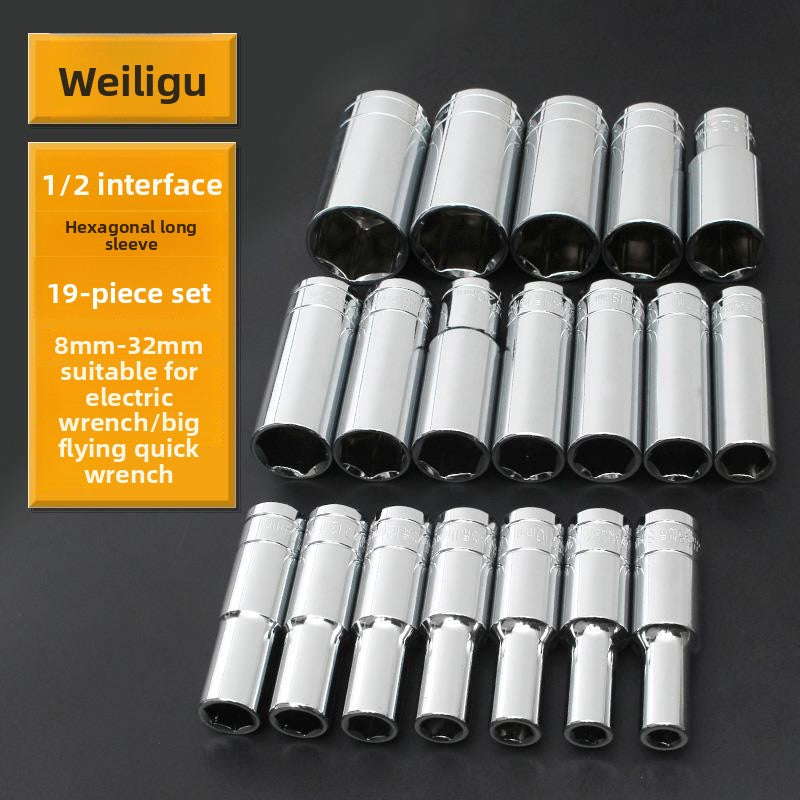 Weiligu 1/2-Inch Drive Metric Socket Set - Premium Chromium Vanadium Steel Deep & Standard Socket Mechanic Kit (8mm - 32mm, 22-Piece)