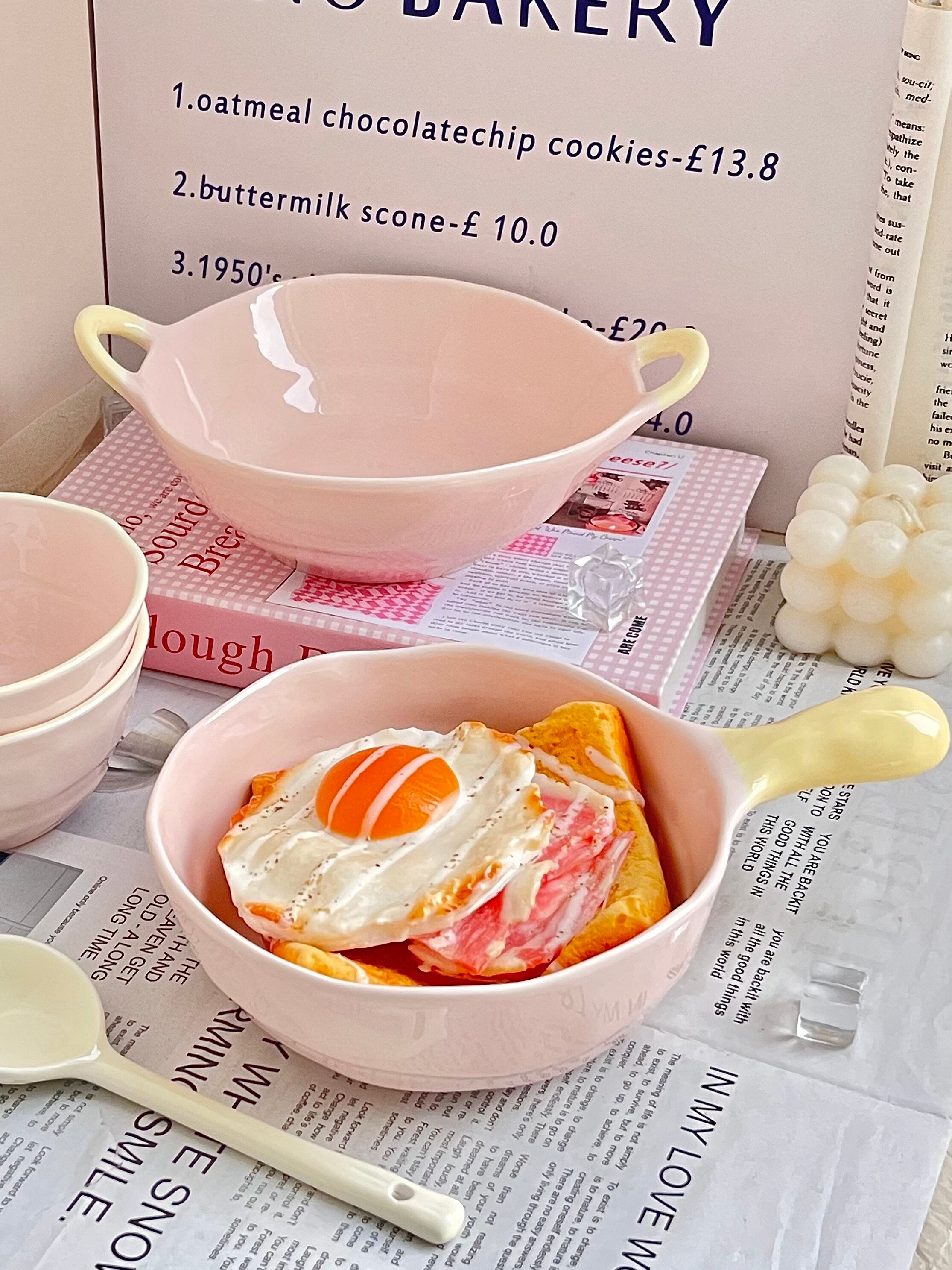 Ceramic Rice Bowl with Underglaze Color and Fruit Pattern