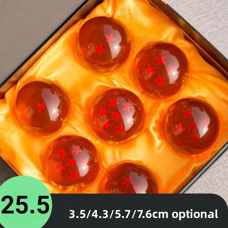 Collector-Edition Seven Dragon Ball Replica Set – Precision-Crafted Resin Spheres with Iconic Star Patterns & Display Base