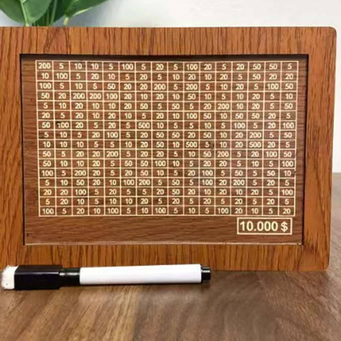 Wooden Money Box with Savings Counter