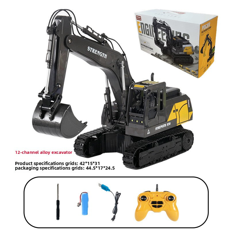 Large Alloy Remote Control Excavator – Gesture Sensor, Water Spray, Light & Music Functions