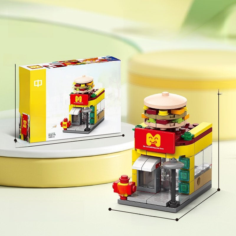 Mini Street View Building Blocks Set-Micro Architecture City Creator Bricks Toy, DIY Educational Village Model Kits for Kinds & Adults (Cafes, Shops & Castles)