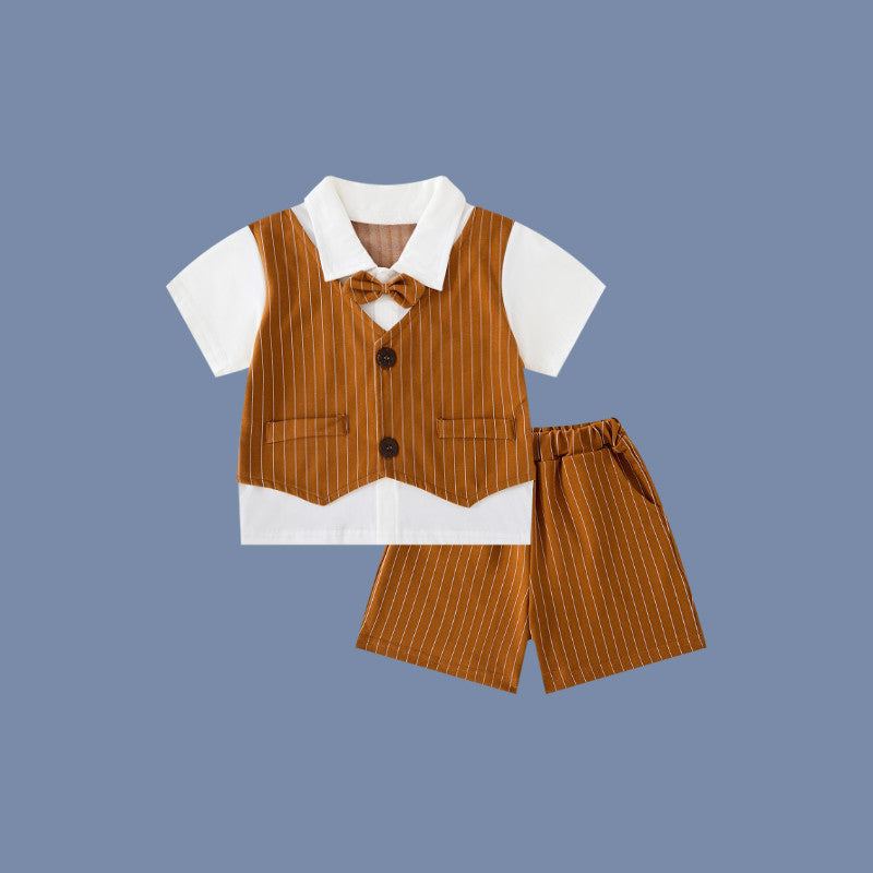 Boys Preppy Style Short Sleeve Suit