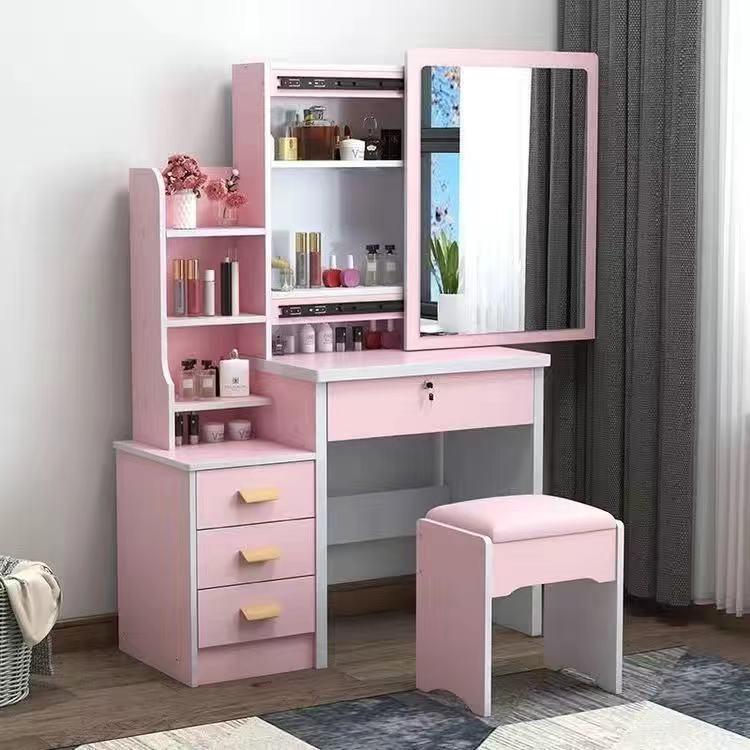 Modern Dressing Table with Mirror and Stool