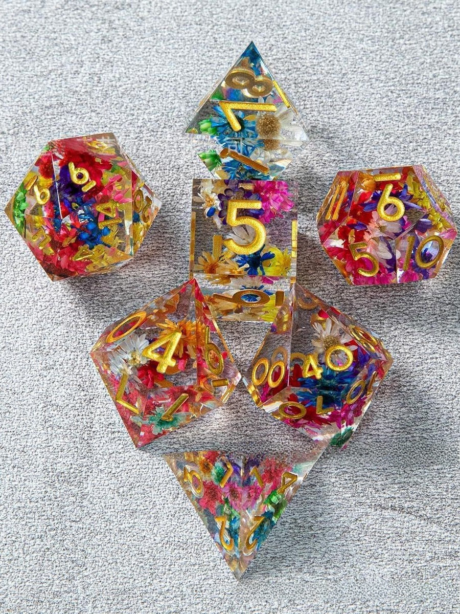 Epoxy Resin Polyhedral Dice Set for Tabletop RPG Games