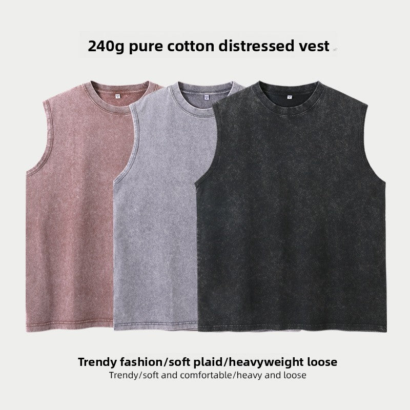 Mens Cotton Vintage Vest Loose Fit