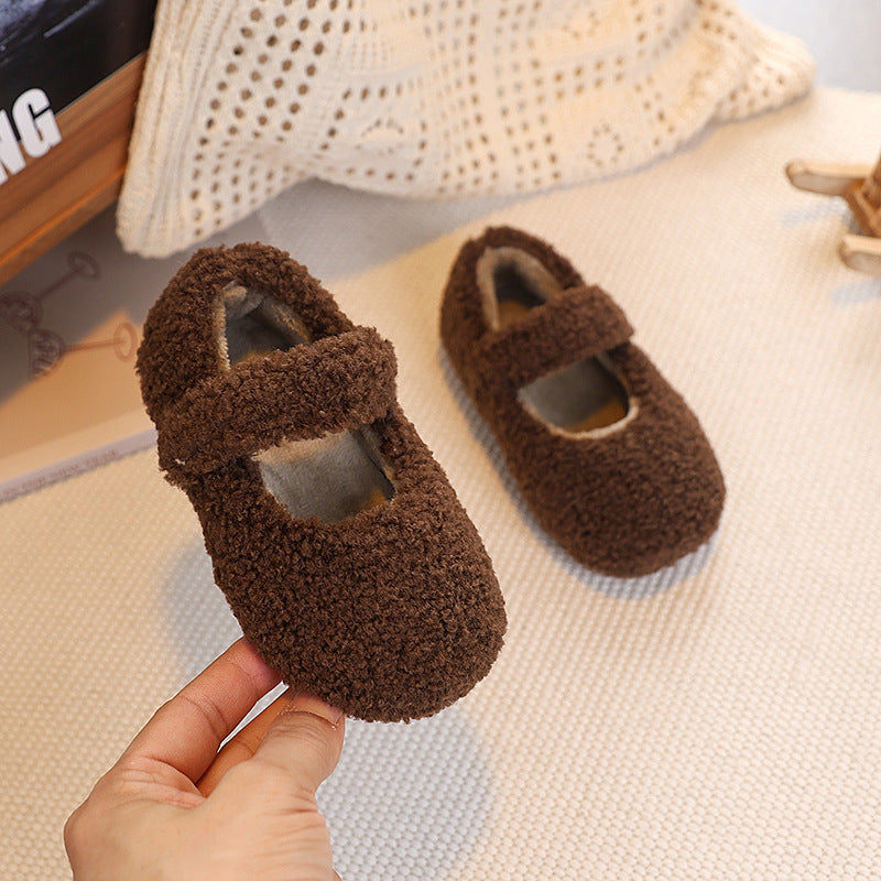 Childrens Plush Velcro Winter Shoes