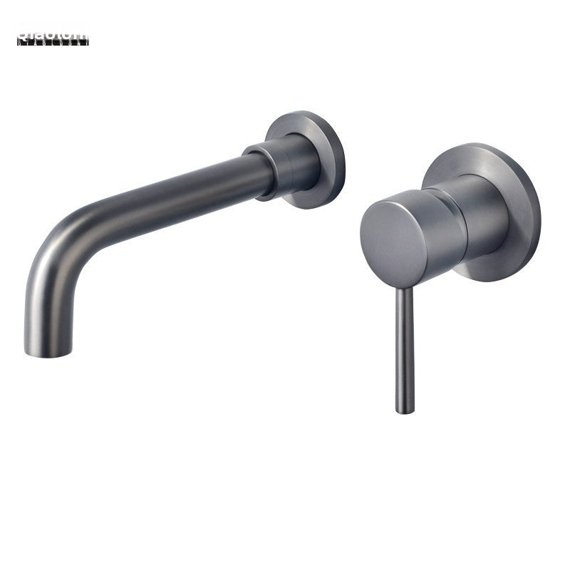 Wall-Mounted Antique Brass Basin Faucet with Brushed Gold Finish