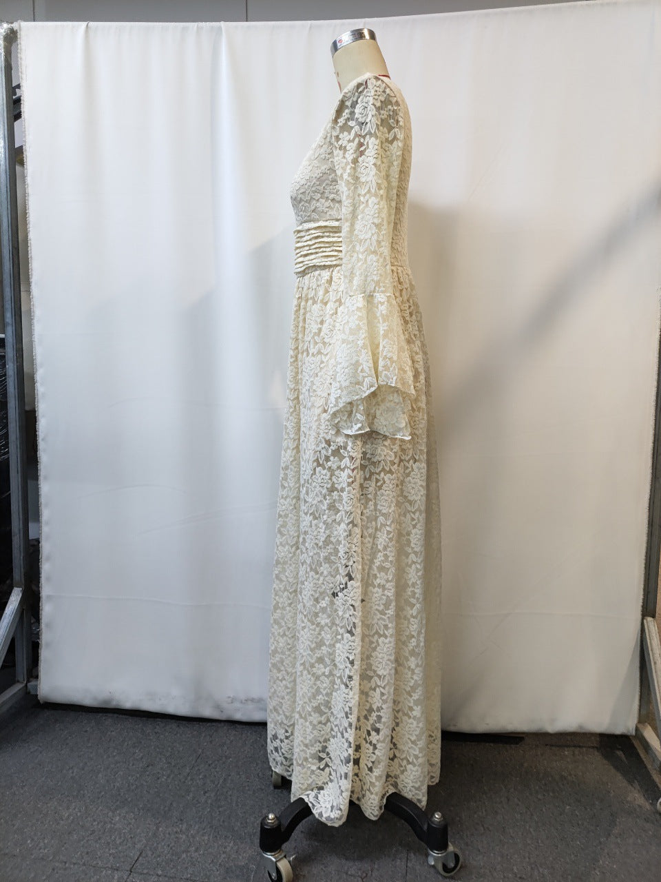 Womens Lace Splicing V-Neck Dress