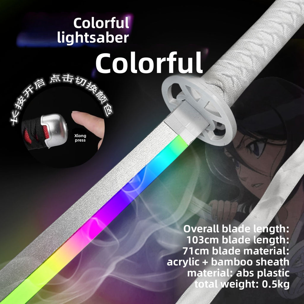 Collector-Grade Luminous Anime Cosplay Sword – Interactive Glowing Blade with Smoke-Style Gradient Sleeve, Dynamic Spinning Mechanism & Accessory Bundle