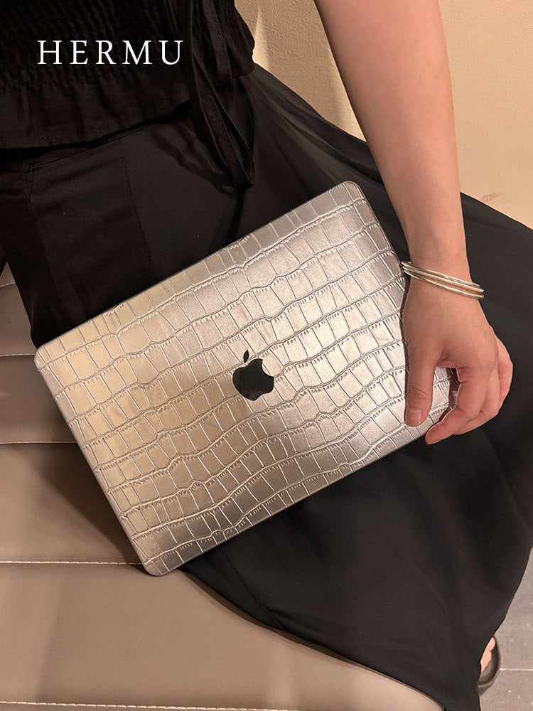 Leather MacBook Protective Case with Crocodile Pattern