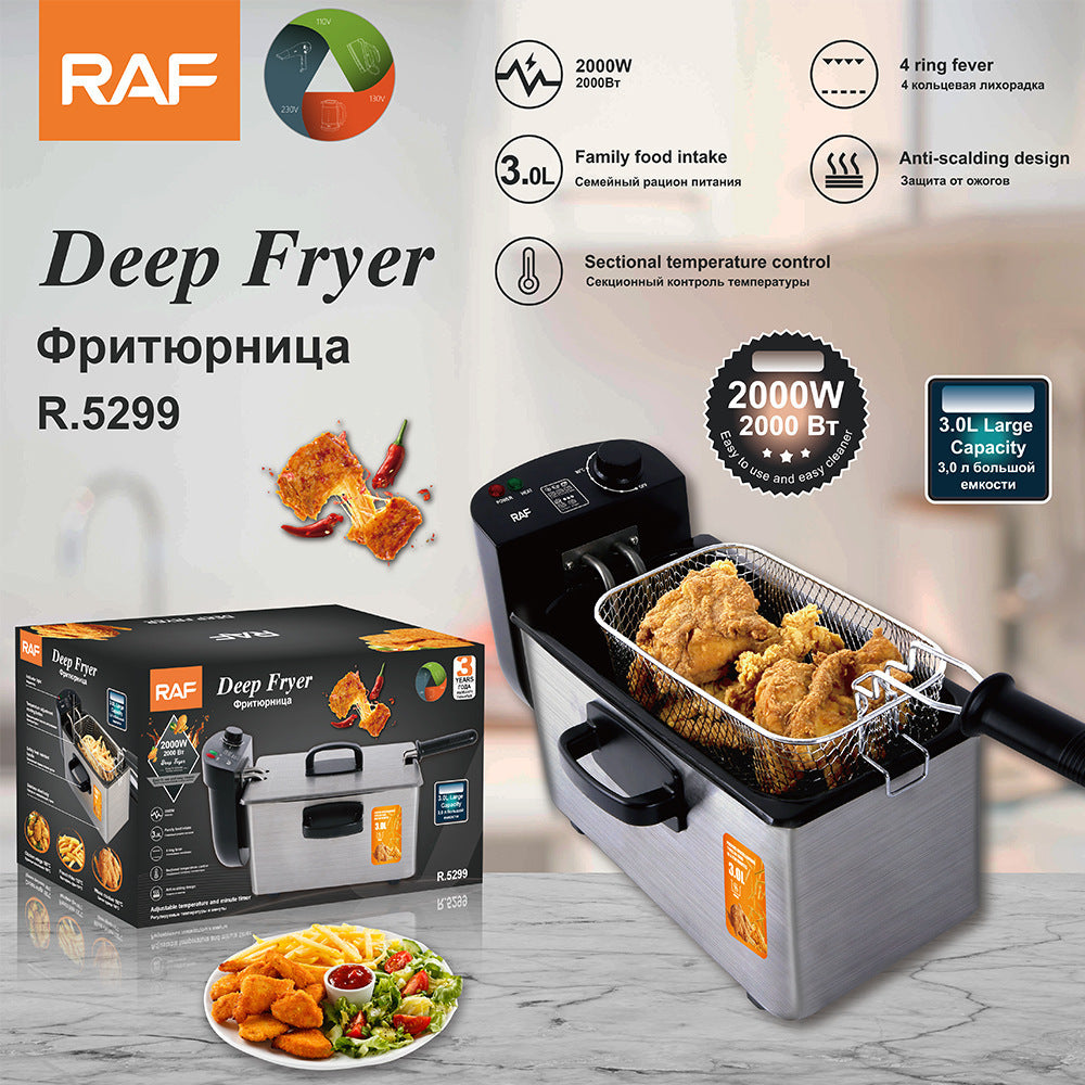 Commercial-Grade Electric Deep Fryer | 2000W High-Power Countertop Cooker