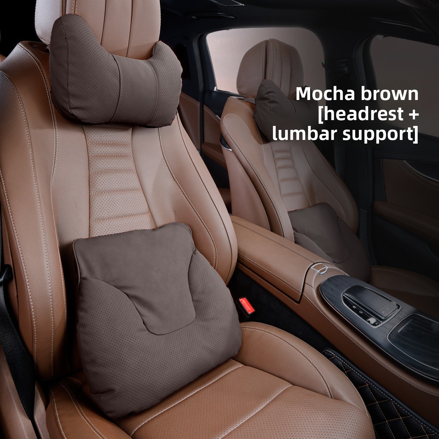 Car Headrest Neck Pillow and Lumbar Support Set