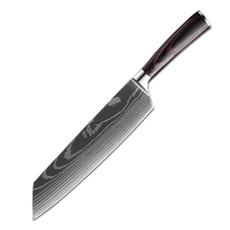 Japanese-Style Damascus Kitchen Knife Set | Professional Wood Handle Chef Knife Collection