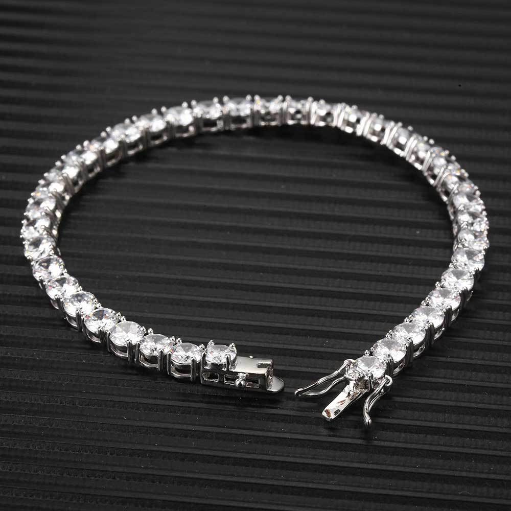 Unisex Classic Zircon Tennis Bracelet - Gold & Platinum Plated Ice Chain