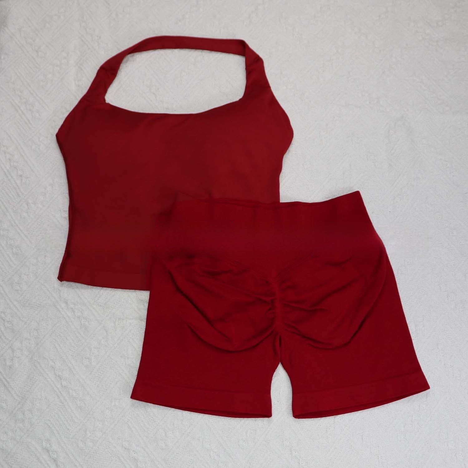 Seamless Yoga Halter Vest and Shorts Set