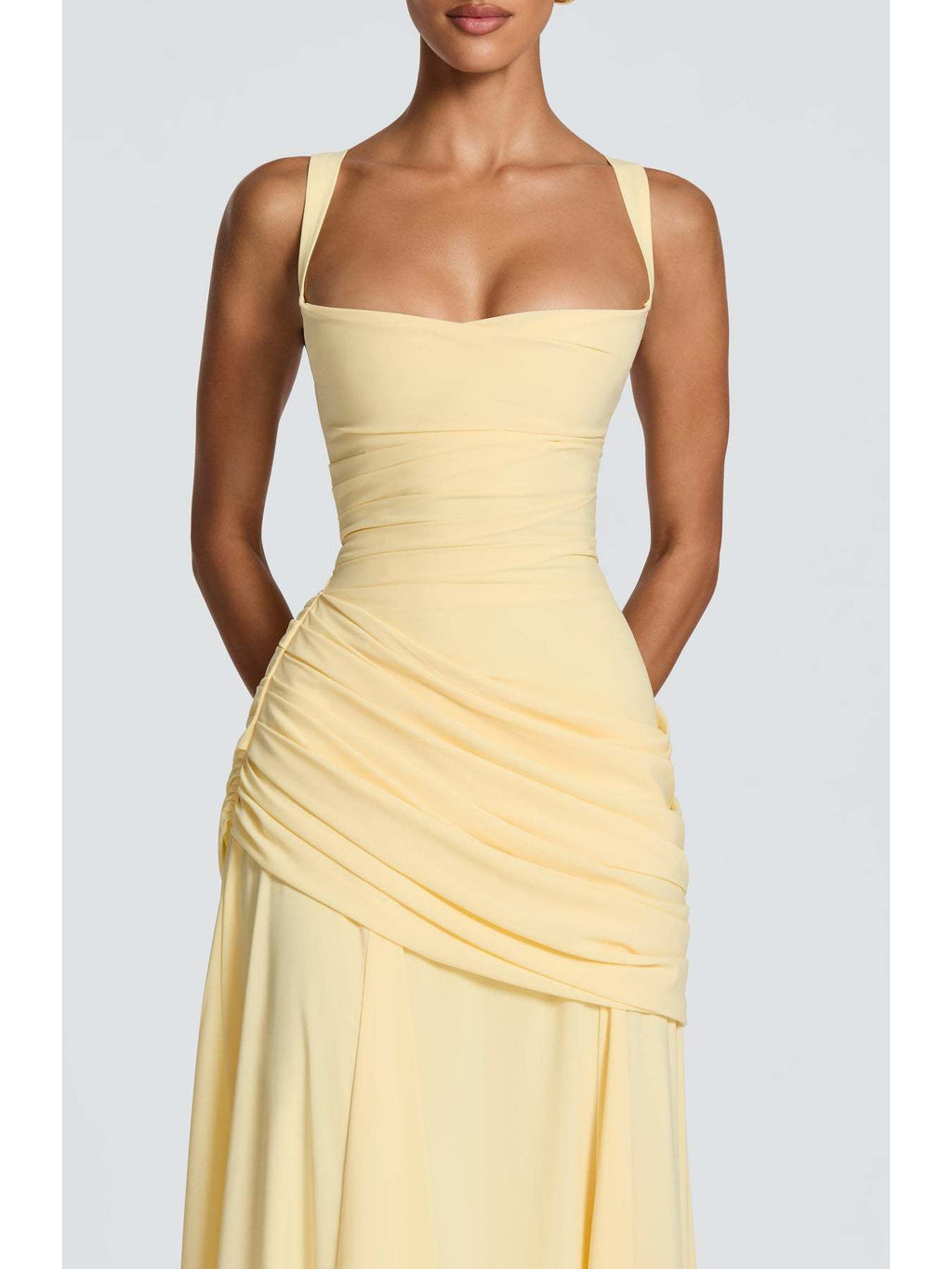 Strappy Waist Cinching A-Line Long Dress