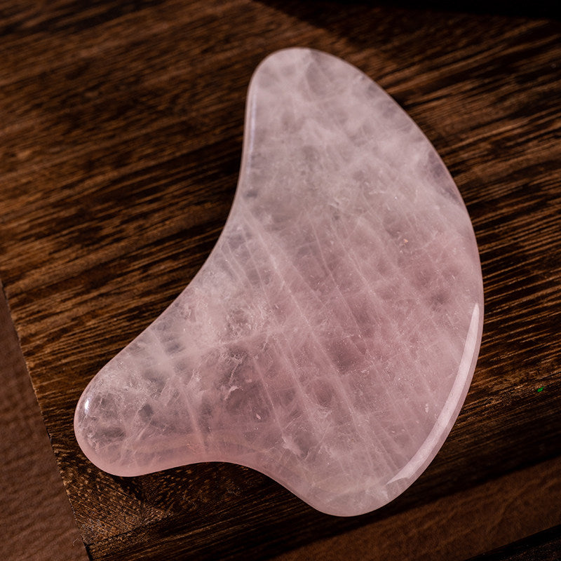 Authentic Rose Quartz Gua Sha & Facial Roller – Premium Crystal Massager, Dolphin Scraping Board, and Fascia Stick Sculpting Tools