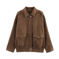 Women's Suede Texture Zip-Up Jacket