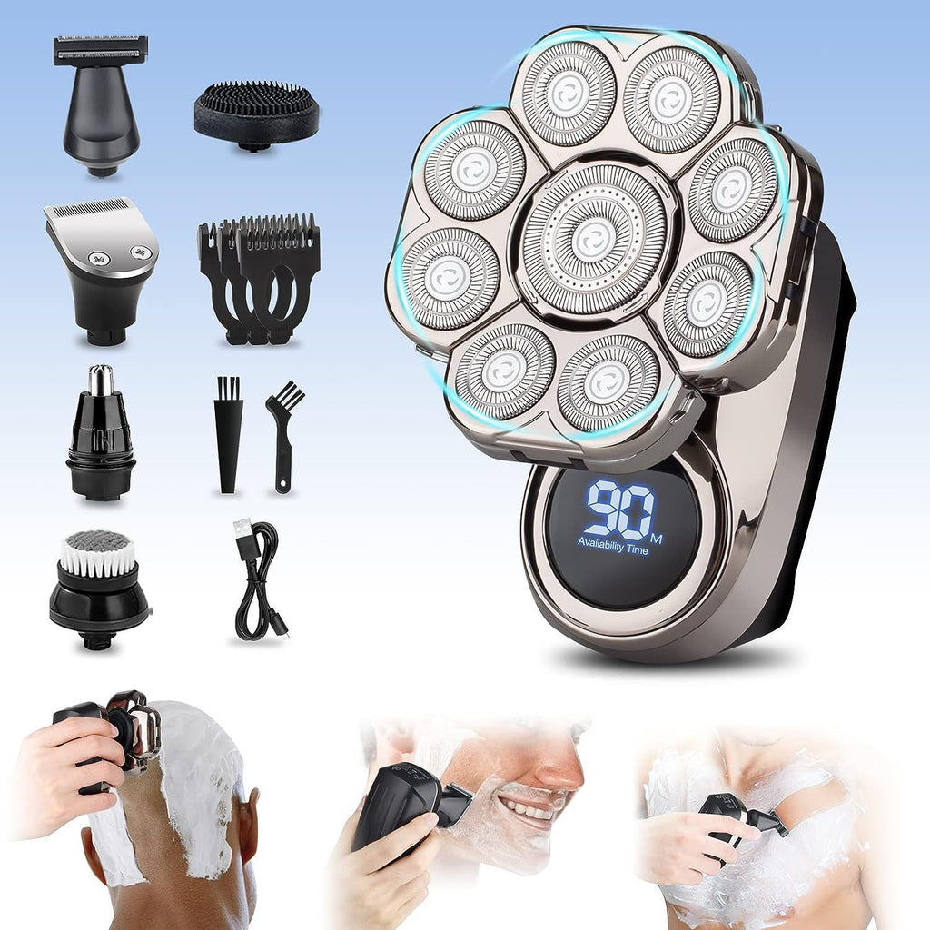 7-in-1 Blad Head Shaver & Groom Kit | Smart Electric Rotary Razor