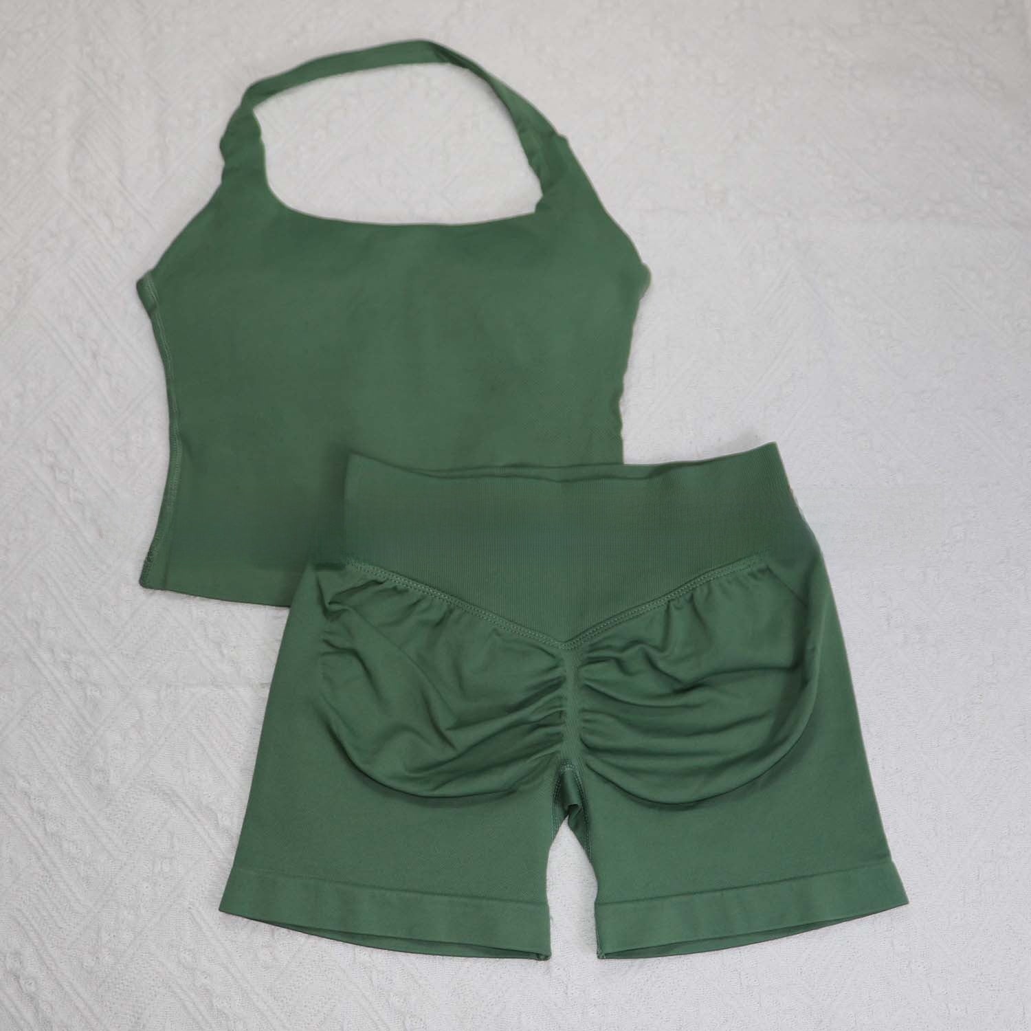 Seamless Yoga Halter Vest and Shorts Set