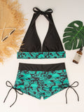 Women Conservative Bikini Swimsuit Skull Print