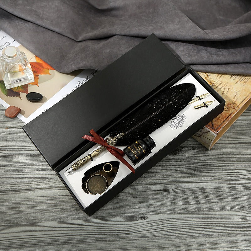 Gothic Style Feather Calligraphy Pen with Replaceable Nib