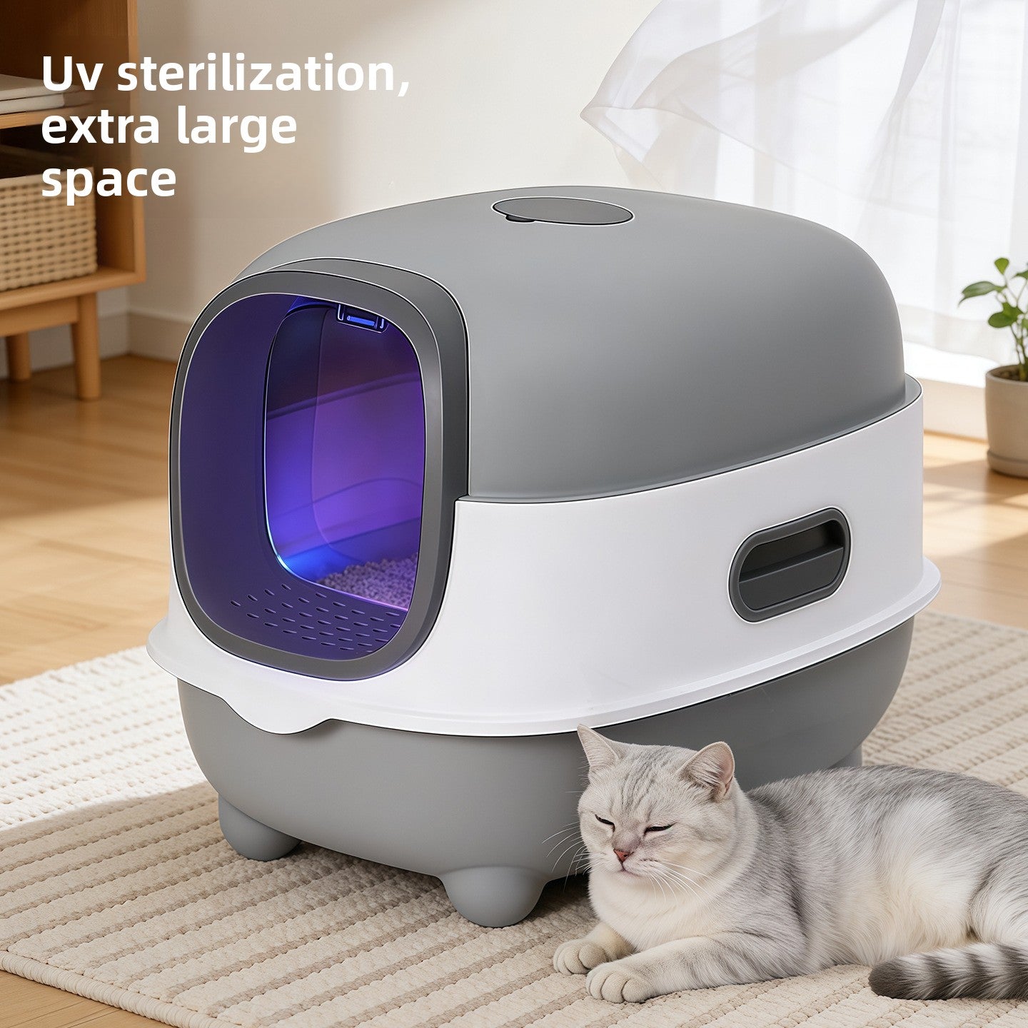 Enclosed Smart cat Litter Box- UV Sterilization & Odor Control