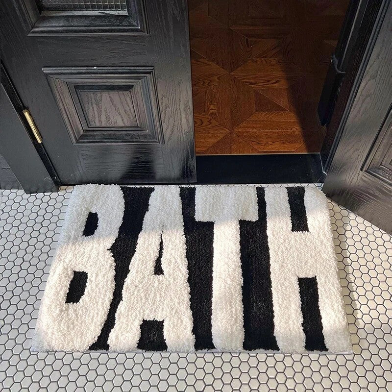 Text Print Imitation Cashmere Floor Mat
