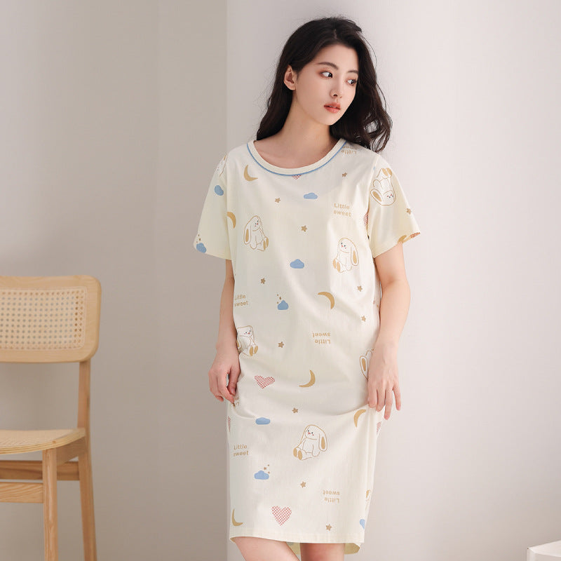 Women Cotton Sleep Nightgown Home Dress