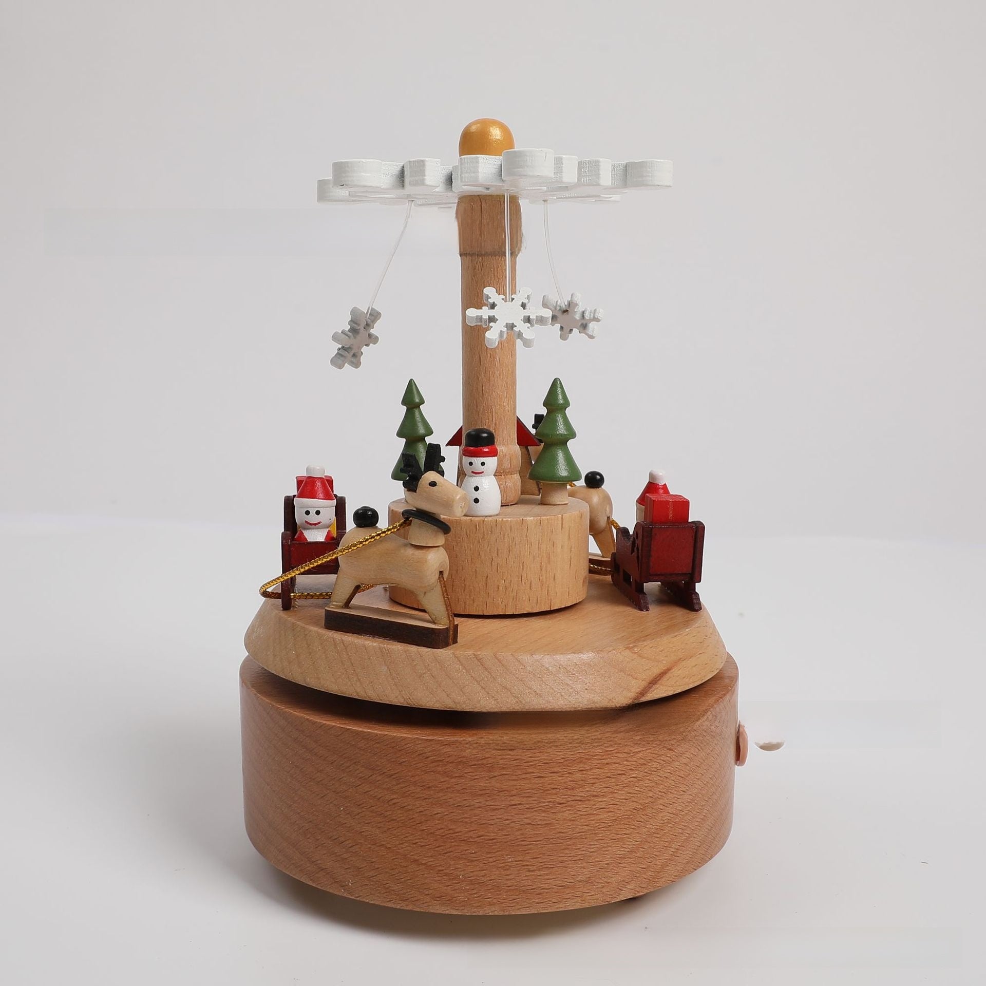 Wooden Carousel Music Box with Ballet Dancer